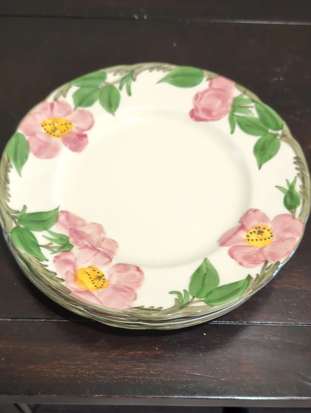 Three (3) Franciscan Desert Rose Bread Butter Dessert Appetizer Plates 6 3/8